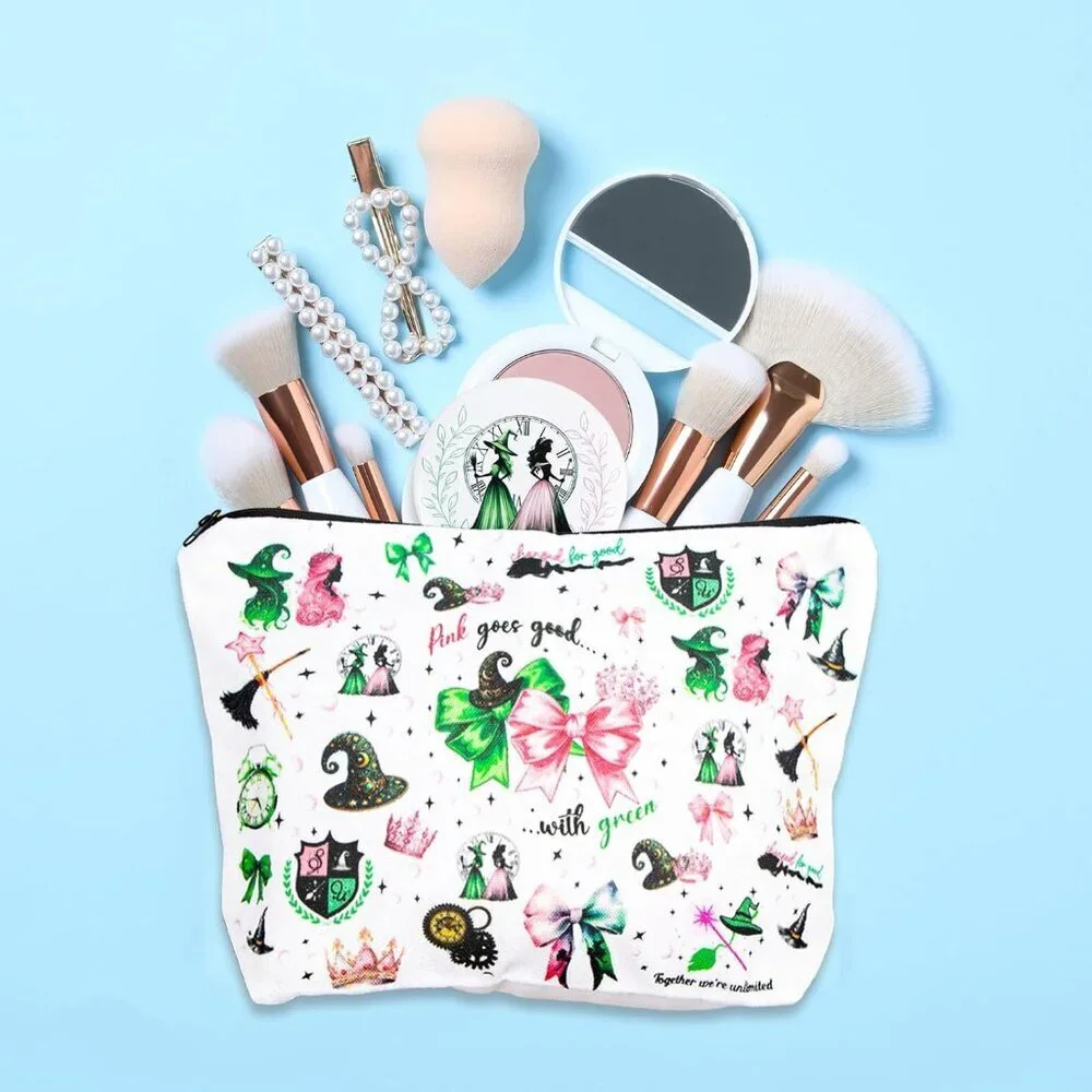 Witch Makeup Bag Canvas Set Compact Mirror Women Girls Halloween Costume
